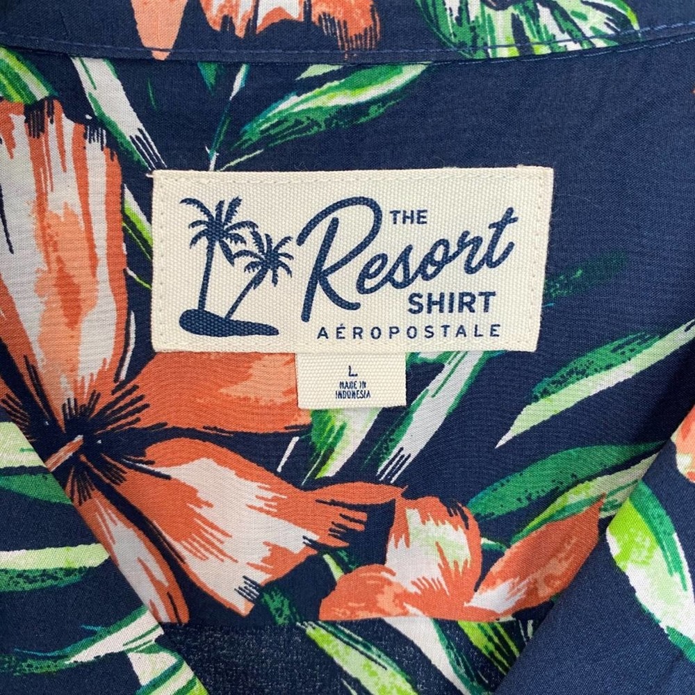 Aeropostale The Resort Shirt Button Up Shirt Collared Tropical Floral Black L - Picture 3 of 9